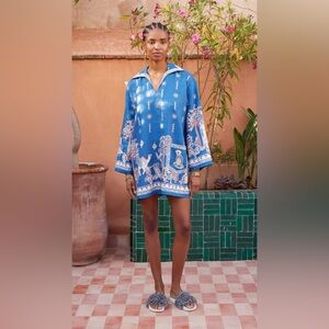 Alemais Printed Tunic Dress US 6 Blue